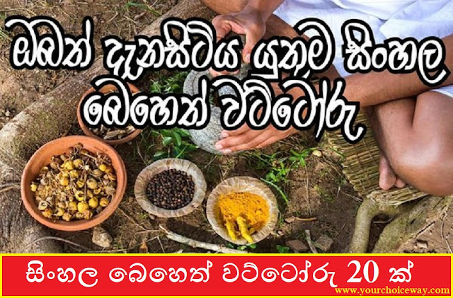 ඔබත් දැන සිටිය යුතුම සිංහල බෙහෙත් වට්ටෝරු 20 ක් (Sinhala Beheth) - Your Choice Way