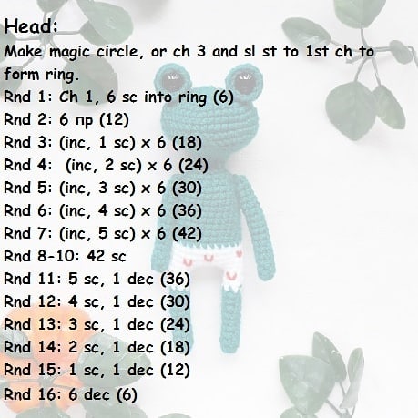 Crochet frog amigurumi pattern
