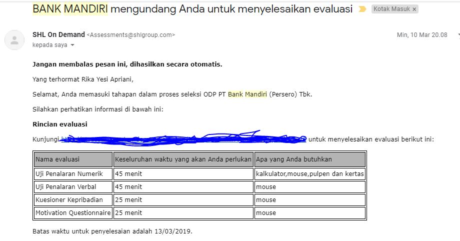 Tes Shl Bank Mandiri Guru Paud