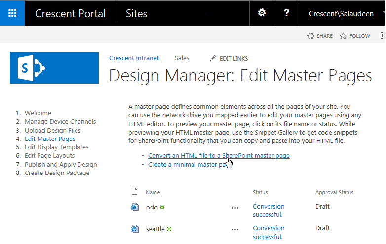 How to Create a Custom Master Page Using Design Manager in SharePoint ...