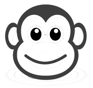 Inkscape Monkey Face Monochrome No Shading