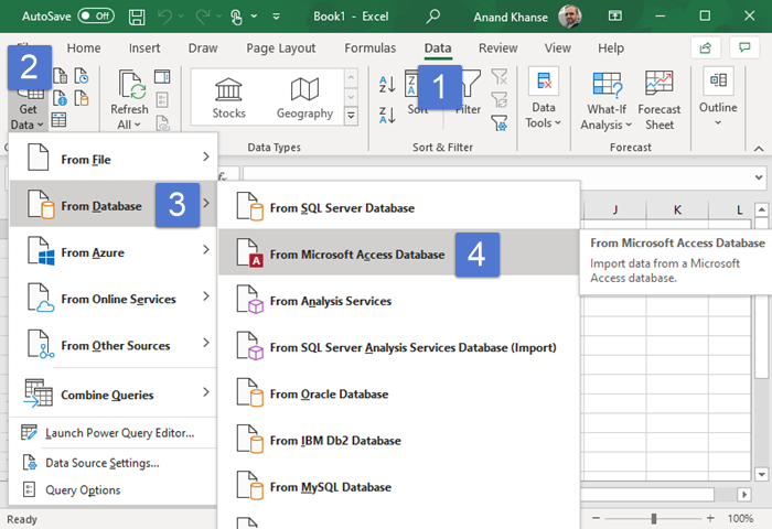 Importar datos de acceso a Excel