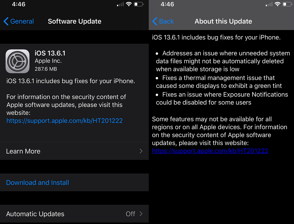 iOS 13.6.1 - iPadOS 13.6.1 Features Changelog