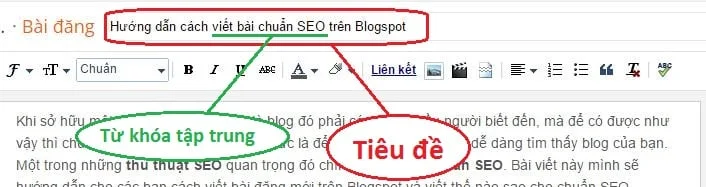 Tiêu đề và Từ khóa tập trung bài viết blogspot