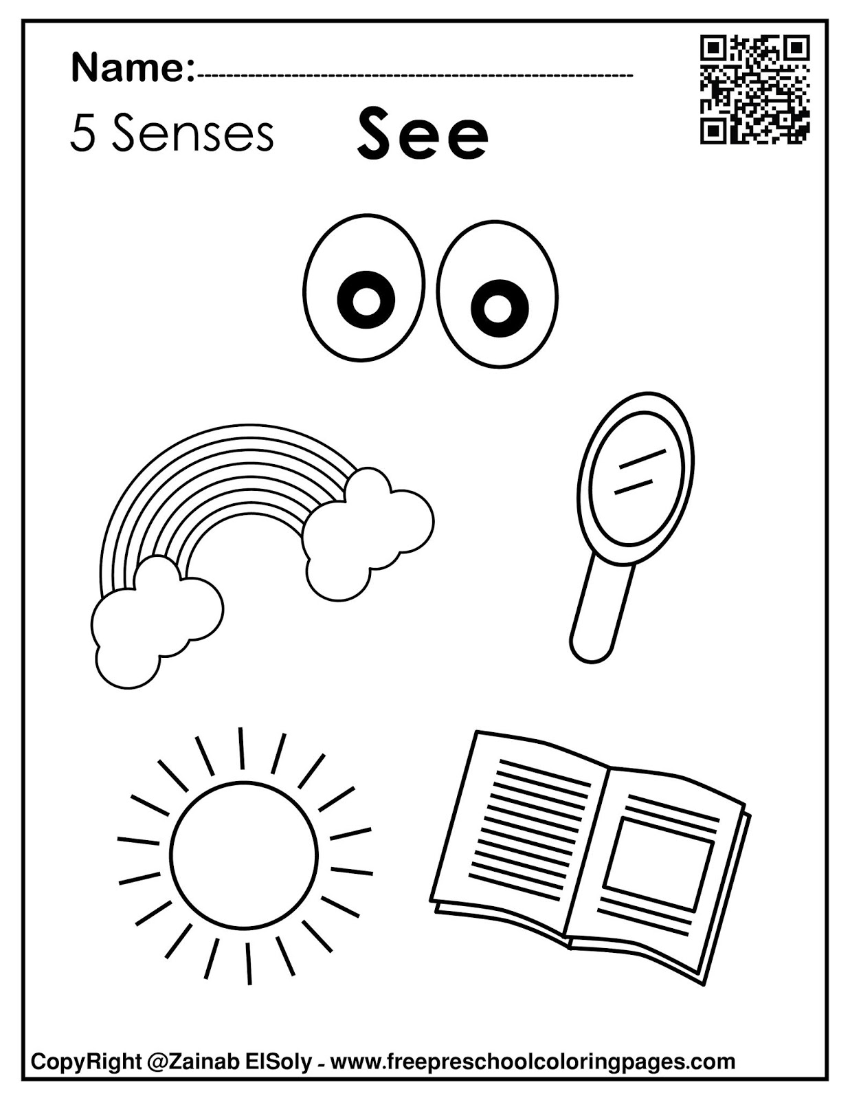 Five Senses Worksheet For Kids Printable