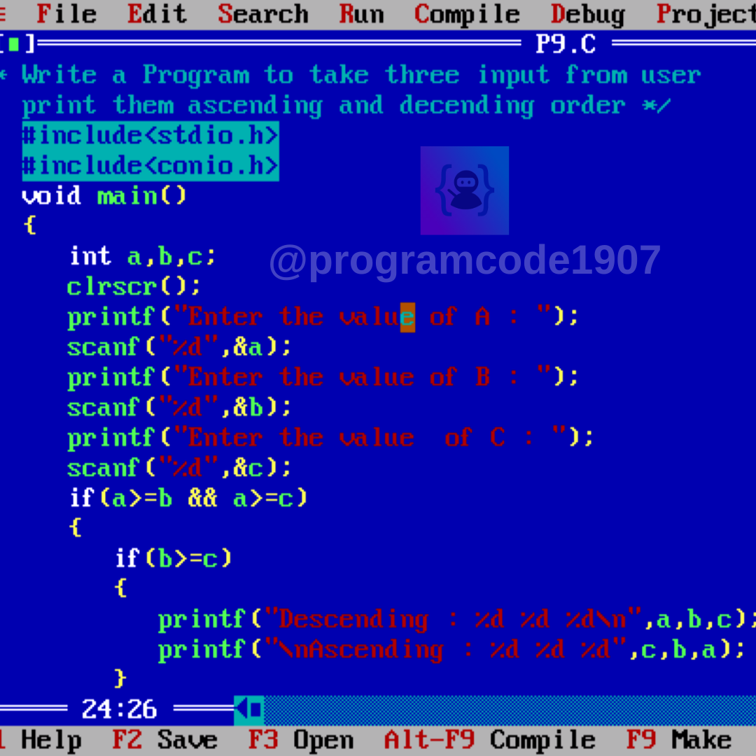 Swap values AND Ascending and Descending Order Program In C Language ...