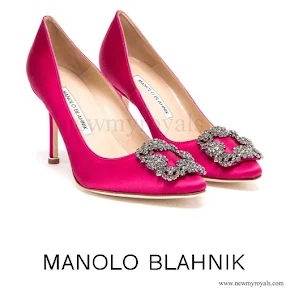 Princess Sofia wore Manolo Blahnik Hangisi Embellished Satin Pumps