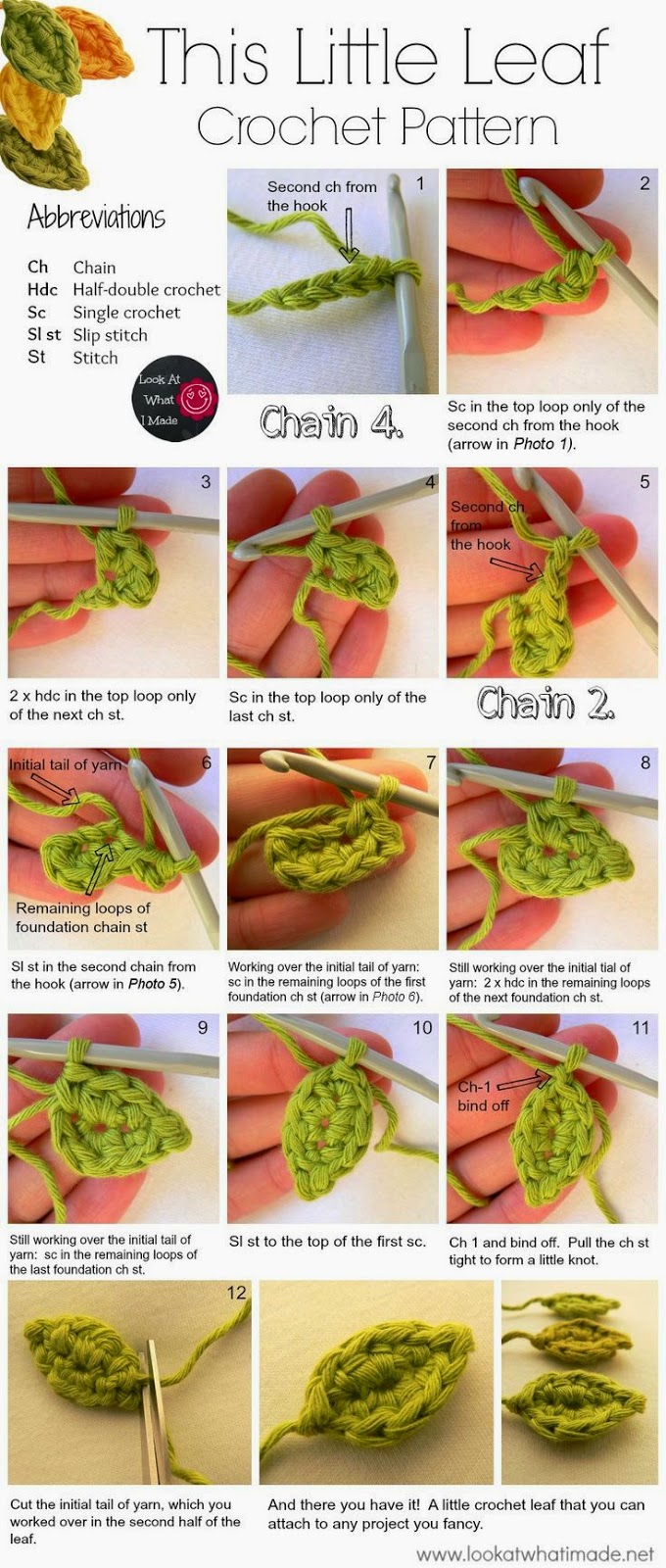 Cómo tejer una hojita al crochet paso a paso / A little leaf crochet