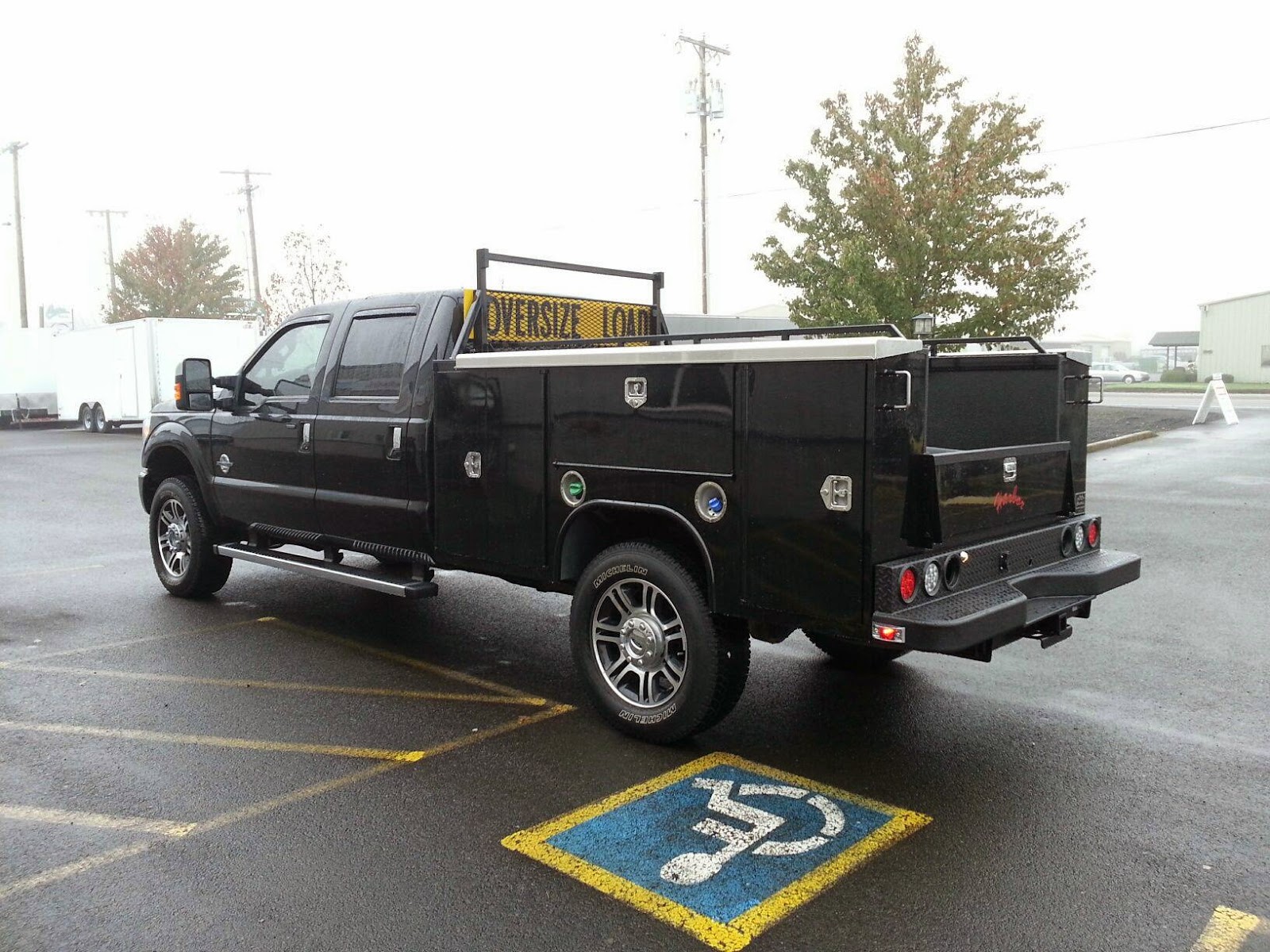 Sharp Looking Black SRW F350 with 8′ Harbor Trademaster Service Body