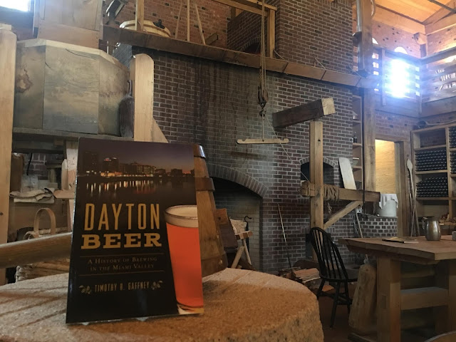 Photo of a copy of the book Dayton Beer on a table in the Carillon Brewing Co.