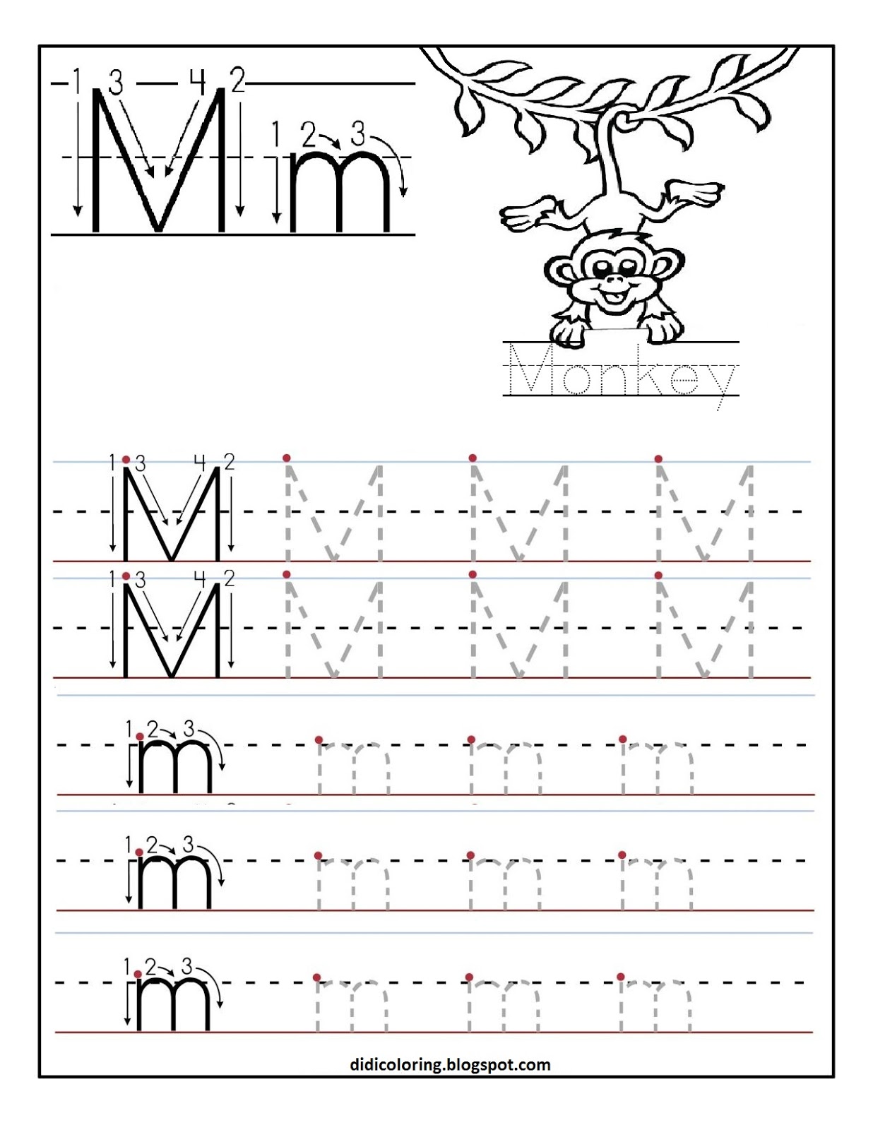 Didi coloring Page: Free printable worksheet letter M for your