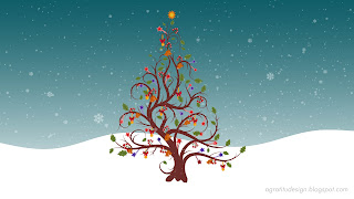 Festive Christmas Tree Flourishes With Beautiful Snowflakes Falling Background