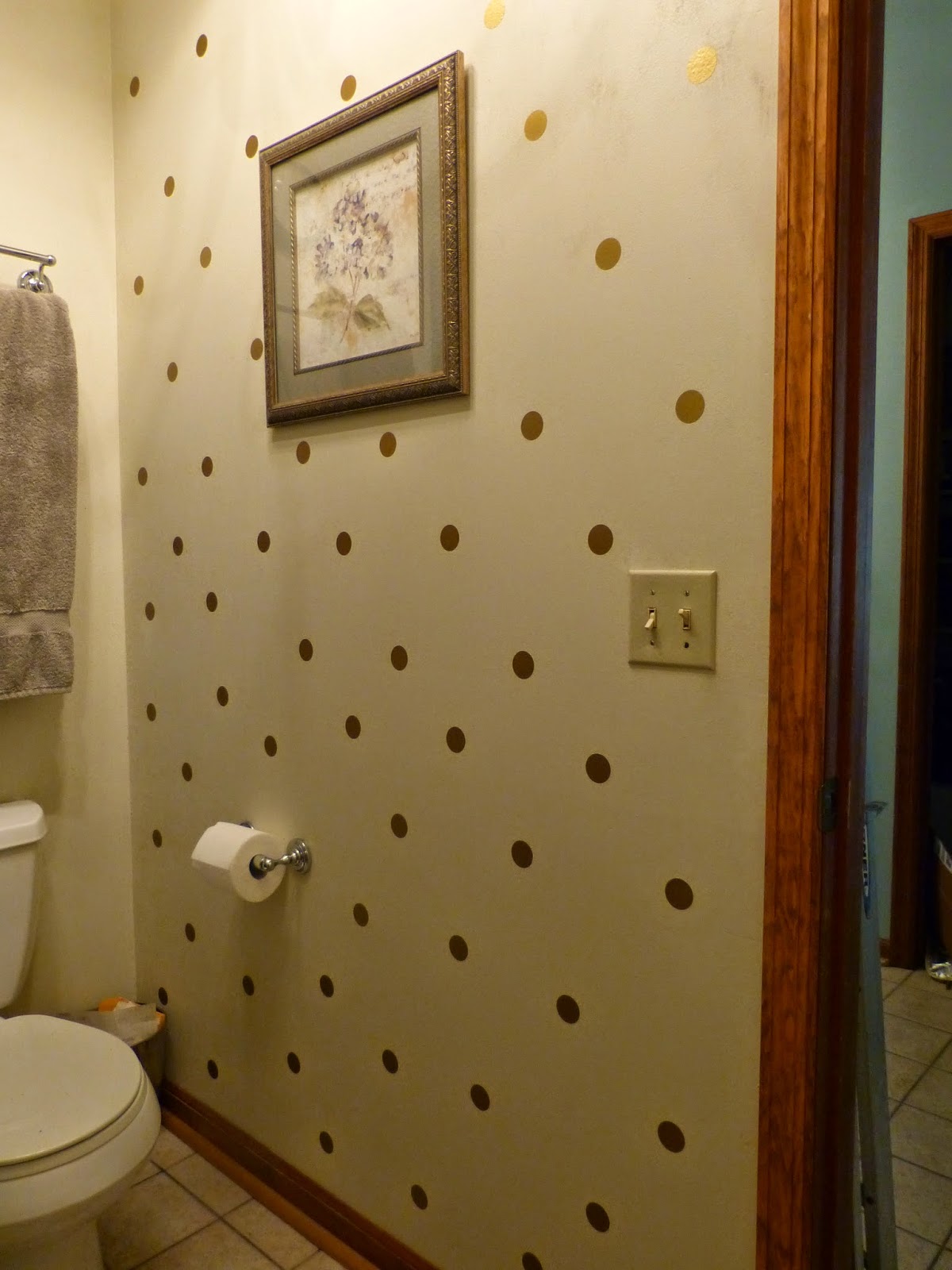 Monica Wilkinson Polka Dot Master Bath Wall