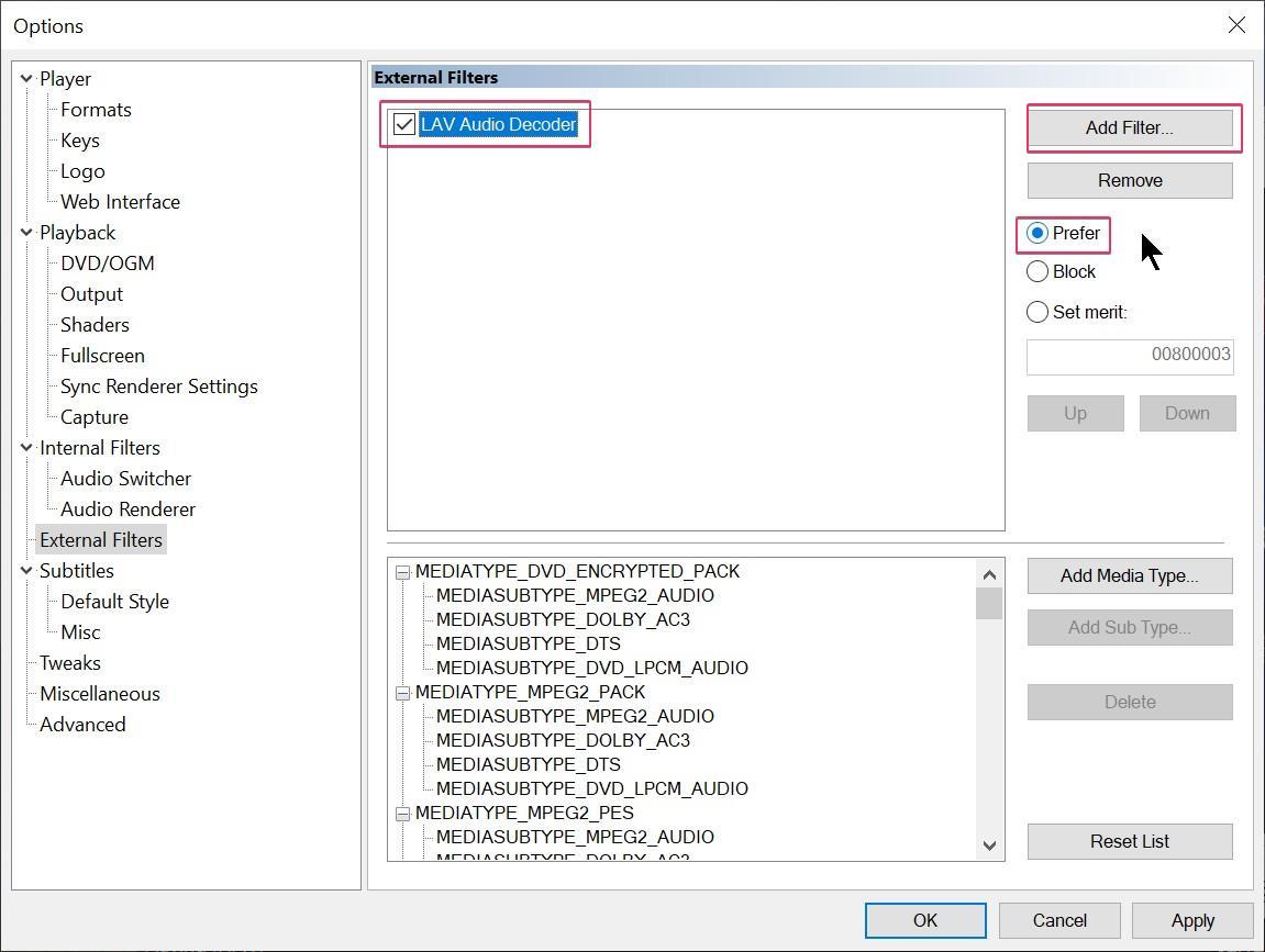 Media Player Classic Home Cinema (MPC HC) + External LAV Filters