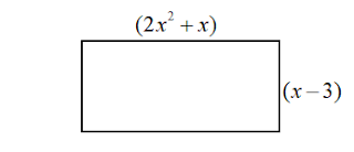 আয়তক্ষেত্রাকার জায়গাটির দৈর্ঘ্য 2x2 + x মিটার এবং প্রস্থ  (x-3) মিটার পরিমাপ থেকে ক্ষেত্রফলের পরিমাপে রাশিটির x-এর সহগ