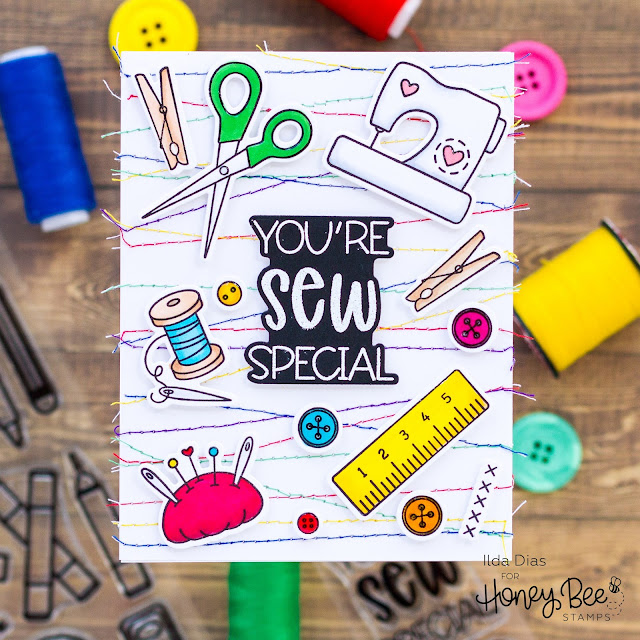 You're Sew Special, Crafty, Friendship Card,Honey Bee Stamps, Card Making, Stamping, Die Cutting, handmade card, ilovedoingallthingscrafty, Stamps, how to,  stitched,Sewing,punny sentiments,