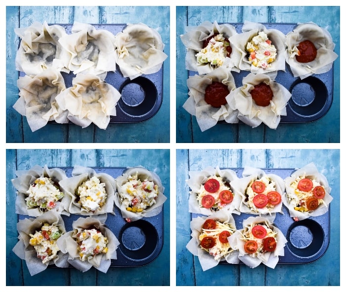 Cheese & Red Pepper Hand Pies - Step 3 (layering the pies)