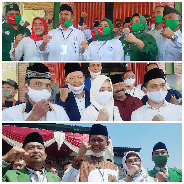 Tiga Paslon Pilkada Mojokerto Telah Resmi Mendaftarkan Diri Mojokerto - mojokertopos.com : KPU Kabupaten Mojokerto secara resmi menyatakan berkas pendaftaran Pungkasiadi - Titik telah lengkap dan absah setelah melewati proses pendaftaran selama 2,5 jam yakni mulai Pukul 09.30 dan berakhir pukul 12.00, Minggu (6/9/2020) di Gedung Pemilu, Jalan Raak Adinegoro No.1-2, Kecamatan Sooko, Kabupaten Mojokerto. 2 hari sebelumnya berkas pendaftaran Pasangan Yoko-Nisa (YONI) dan Ikfina-Barra (IKBAR) juga telah dinyatakan lengkap dan absah oleh KPU Kabupaten Mojokerto. Bakal Calon Bupati Mojokerto, H. Pungkasiadi, SH saat sesi wawancara mengatakan jika selain PDIP, PKB dan PBB. Ada juga partai Perindo, Partai Berkarya dan PSI yang mendukung Pungkasiadi - Titik. "Kita sudah jelas nasionalis religius. Hal itu kita tunjukkan dengan kita tadi melakukan gowes maupun sambang ke Kyai serta menghadirkan seni bantengan maupun Sholawatan," ujarnya. Sementara itu, saat konferensi pers dengan KPU Kabupaten Mojokerto, Ketua KPU Kabupaten Mojokerto, Muslim Bukhori menyatakan bahwa berkas pendaftaran Pungkasiadi - Titik kita nyatakan lengkap dan absah. "Tanda terima dan surat pengantar untuk pelaksanaan tes kesehatan di Rumah Sakit dr. Soetomo besok sudah kami berikan," jelas Muslim. Sebagai tambahan informasi, Dalam konferensi pers sebelumnya, Jumat (4/9/2020), Ketua KPU Kabupaten Mojokerto, Muslim Bukhori mengatakan jika ada 2 pendaftar. Yang pertama dari pasangan Yoko-Nisa (YONI) pada pukul 08.00 WIB sampai pukul 09.30 WIB. "Kemudian paslon IKBAR (Ikfina-Barra) pukul 09.53-15.30 hari ini berkasnya sudah di nyata kan lengkap. Baik YONI maupun IKBAR Untuk syarat pencalonannya sudah dinyatakan lengkap," ujar Muslim. Kala itu, Calon Bupati Mojokerto, Yoko Priyono menyampaikan bahwa target kemenangan minimal diatas 50 persen. "Program kami yang pertama adalah Bagaimana mengatasi kemiskinan dengan cara memberikan kepastian hukum untuk investasi. Kedua, peluang usaha Mandiri UMKM dengan cara 1 desa ada bantuan 50 juta khusus untuk kaum muda dan karangtaruna. Selain itu masalah pendidikan, kesehatan dan lansia juga kita perhatikan pelayanannya. Dan kami juga punya program bantuan 2 juta Per RT/RW setiap tahunnya," ujar Yoko. Sementara itu, Ikfina Fatmawati Calon Bupati Mojokerto yang diusung 6 Partai yakni Demokrat, Nasdem, Gerindra, PKS, PAN dan Hanura ini mengatakan jika alhamdullillah semua proses pendaftaran telah berjalan lancar. (Titik)