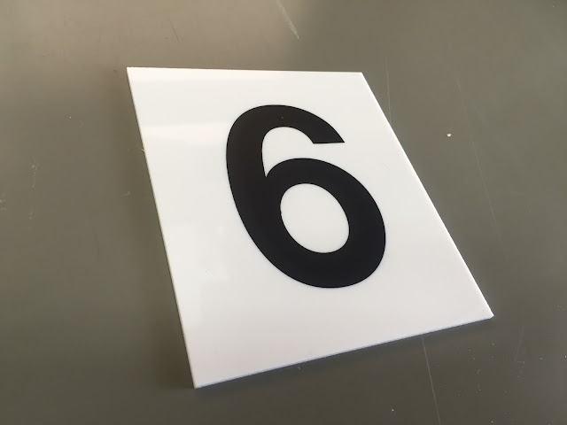 白いプレートに数字を印刷