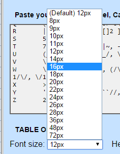 create html tables with tableizer aptitude amplifier html table size