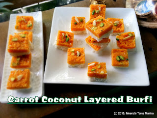 Carrot Coconut Layered Burfi