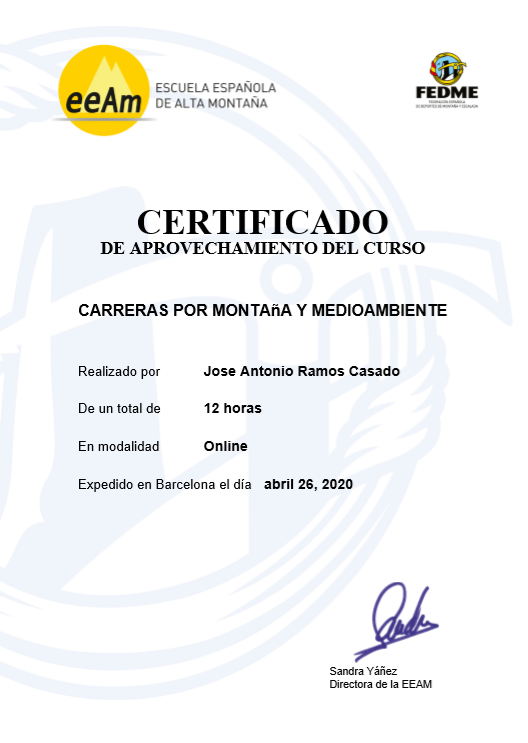 CURSO CARRERAS POR MONTAÑA Y MEDIOAMBIENTE (FEDME)