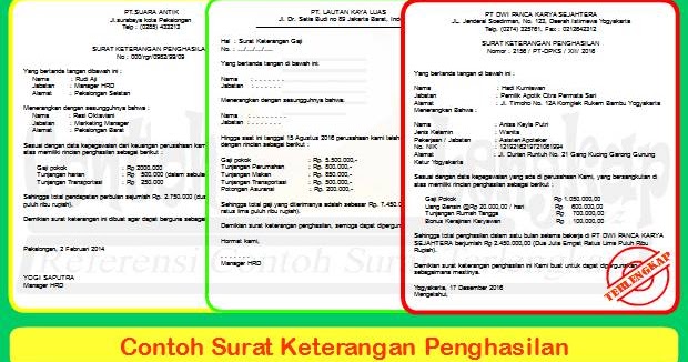 Contoh Surat Keterangan Penghasilan Dari Kelurahan