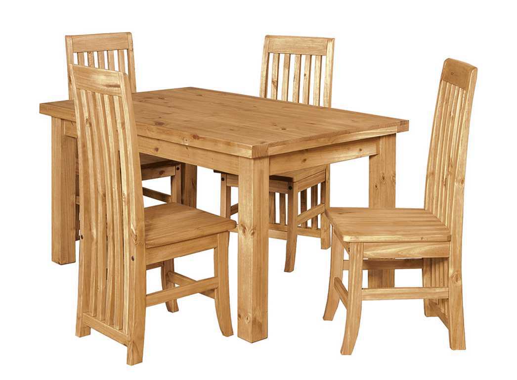 Meja makan dan kursi kayu dengan model yang unik 