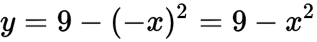 y = 9 - (-x)^2 = 9 - x^2