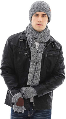 Grey Men's Scarf and Hat Set