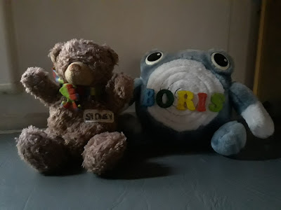 Sydney and Boris, a gift from our Somerset friends and also a travel companion.