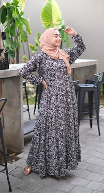 BINAR DRESS IN BLACK - Gamis Muslim Terbaru