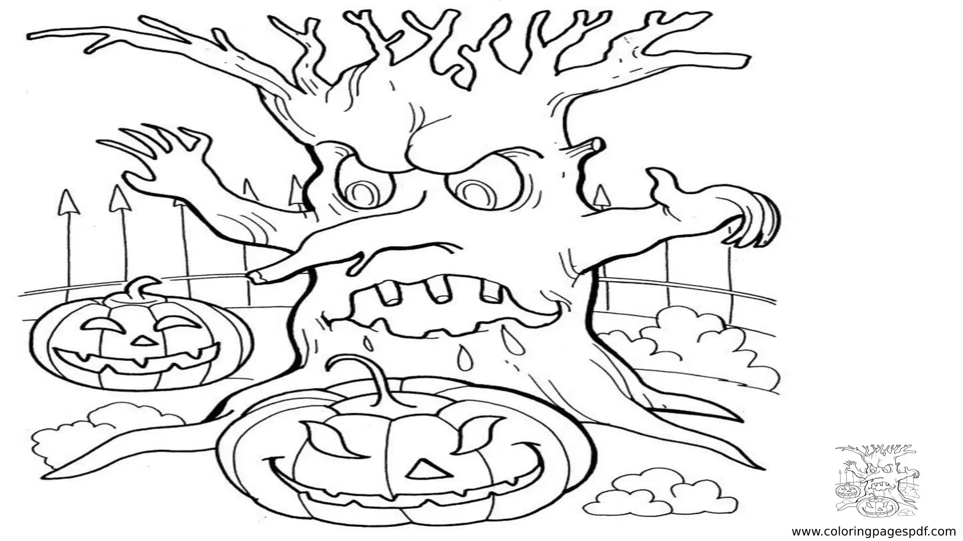 Coloring Page Of A Haunted Tree