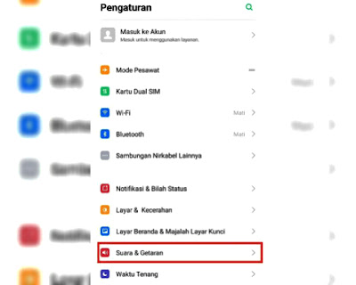 Menu suara & getaran