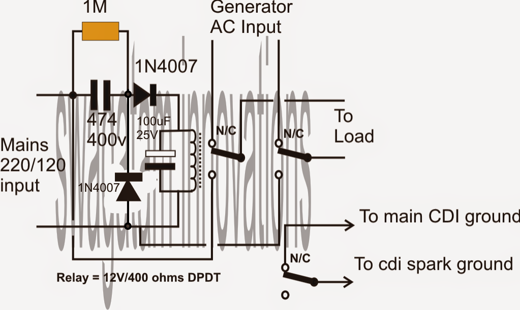 Grid Mains To Generator Changeover Relay Circuit