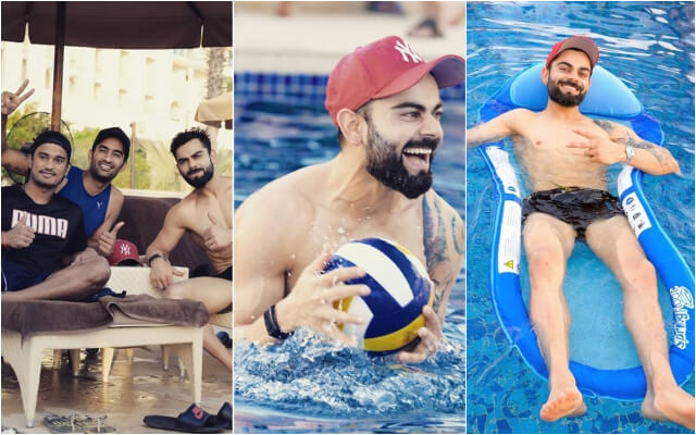 Virat Kohli Shares Pool Side Snaps Chilling With Boys.