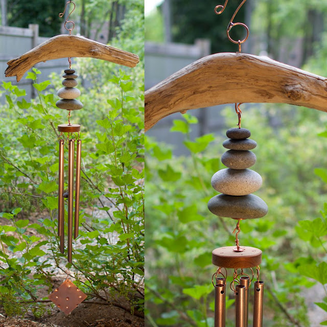Driftwood and beach stone Beachcomber's wind chime by Coast Chimes