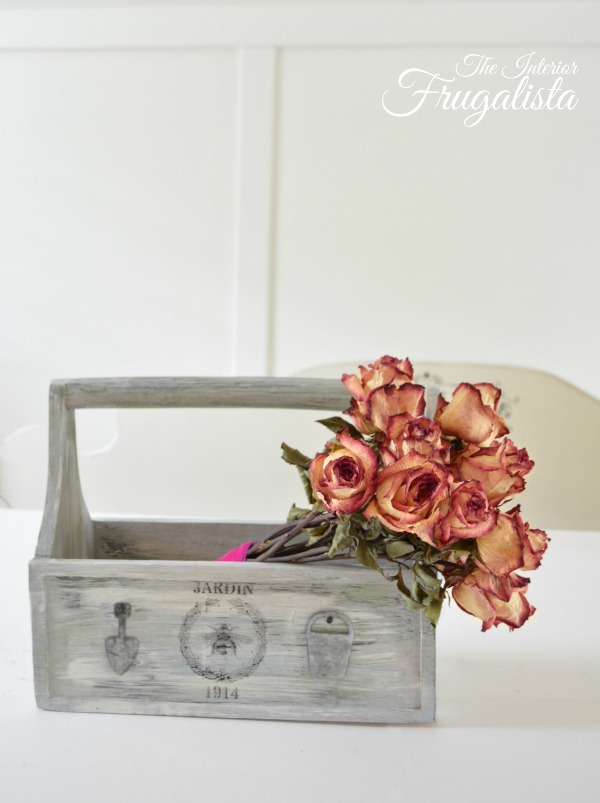 A handmade wooden garden caddy makeover with French farmhouse style.