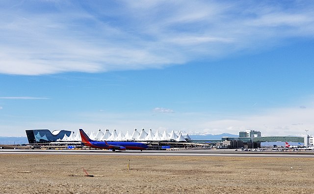 Denver international airport as one of the largest airports in the world is located 25 miles away from the city of Denver.