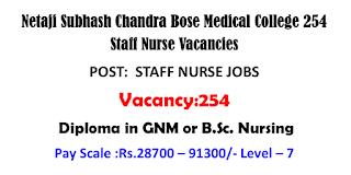 Netaji Subhash Chandra Bose Medical College 254 Staff Nurse Vacancies