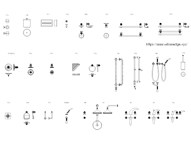 Bathroom Accessories Crystal Fittings cad blocks