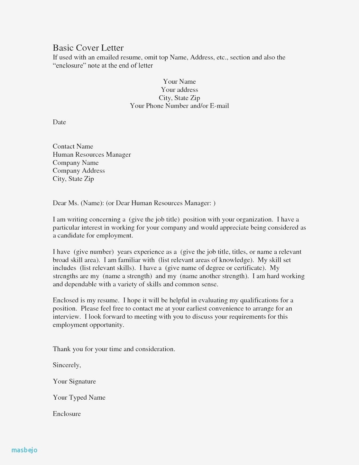 Email Cover Letter Enclosure Sample Letter