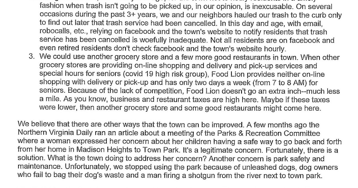 Strasburg VA underground letter to the mayor