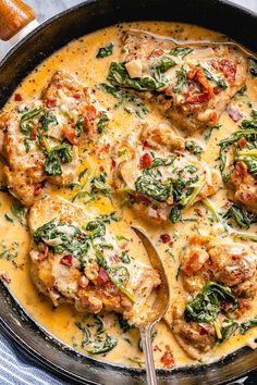 Creamy Garlic Butter Chicken with Spinach and Bacon - Yummy 5