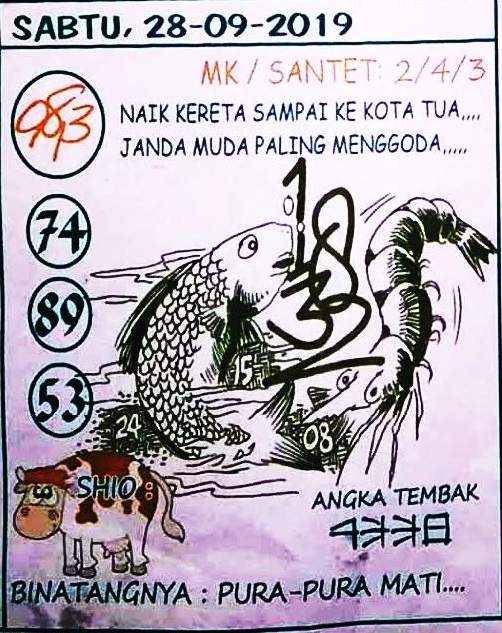 Kode Syair Togel Hongkong Sabtu 28-09-2019 | Mbah