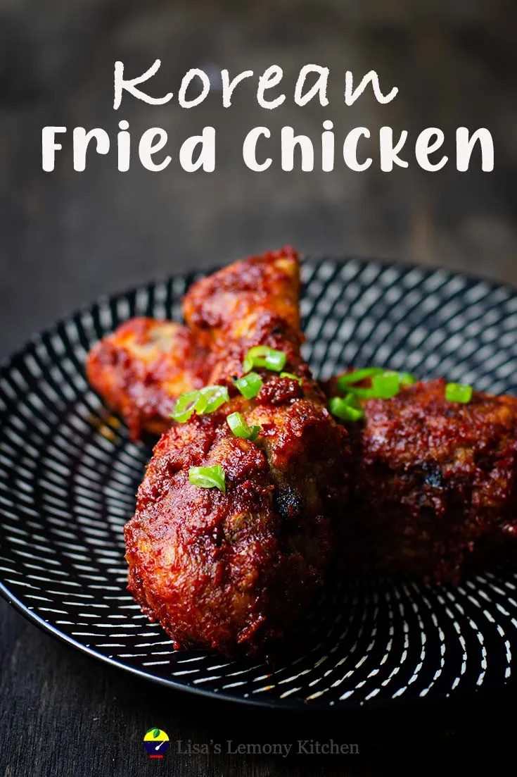 The gorgeous finger licking good Korean twice Fried Chicken recipe. It is spicy with a hint of sweetness, and it is sticky and crunchy. Frying it twice crisp the chicken on the outside and yet the inside is moist and bouncy.