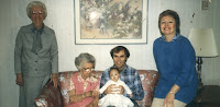 A five generation picture of me, my daughter, my mom, my grandmother, and my great grandmother.