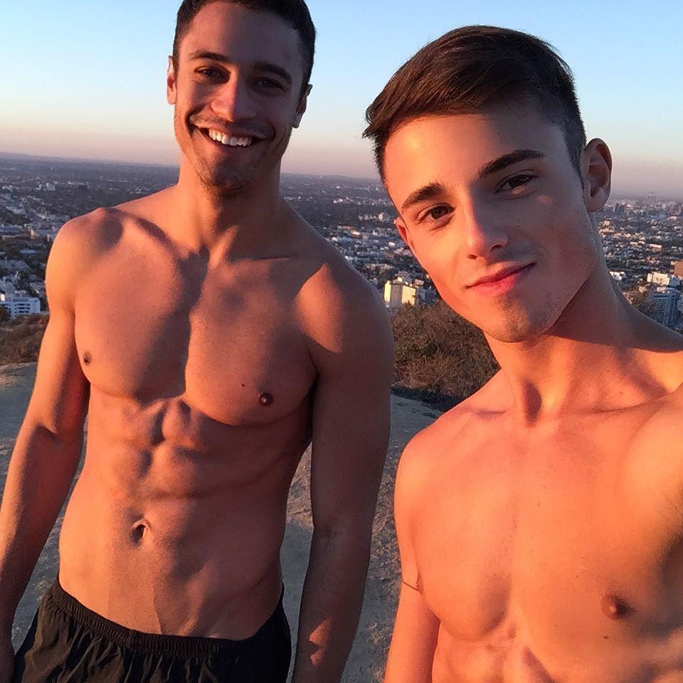 two-cute-male-models-gay-boyfriends-smiling-fit-shirtless-bodies-selfie