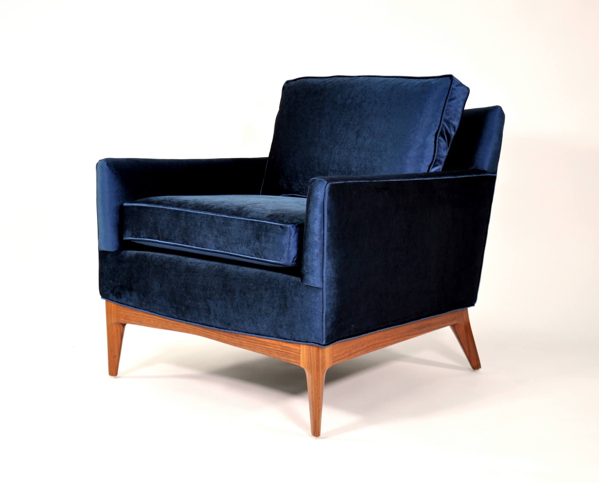 SELECT MODERN Midcentury Erwin Lambeth Indigo Blue Velvet Lounge Chair