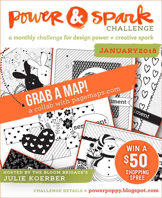 Power Poppy, Power & Spark Challenge, Grab A Map, PageMaps, January 2018